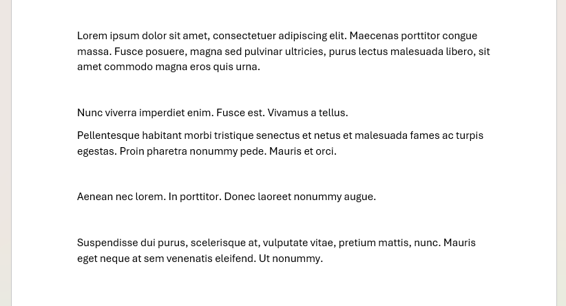 Example of multiple paragraph marks in Word